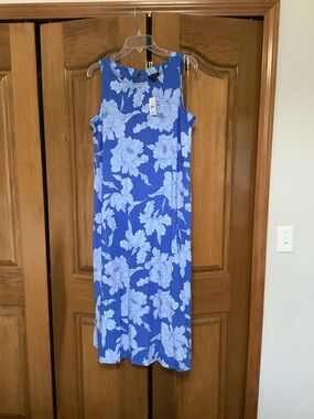 J. Jill Blue Floral Sleeveless Maxi Dress